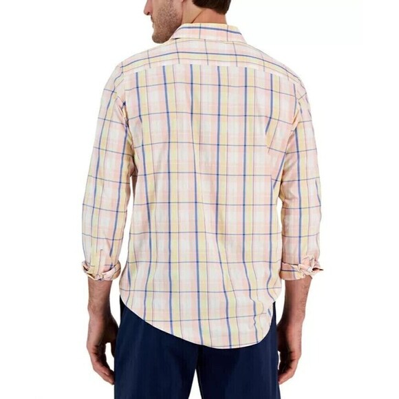 Club Room Mens Nila Classic-Fit Plaid Button-Down Tech Shirt Pink Combo - Picture 2 of 3